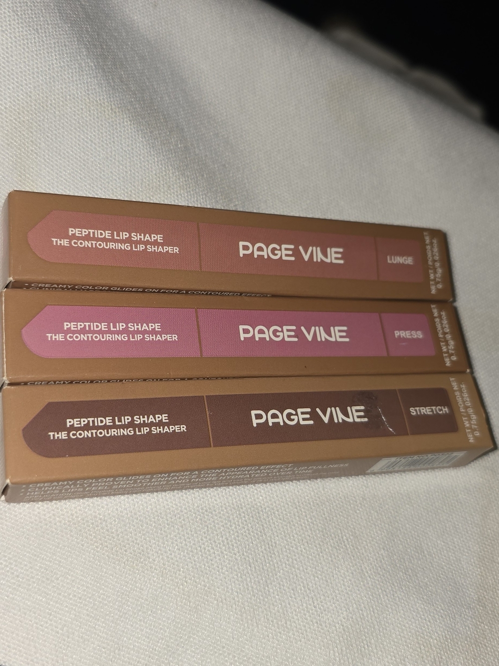 Page vine Peptide Lip Shape Lip Contouring Trio - Pink, Mauve, Brown
